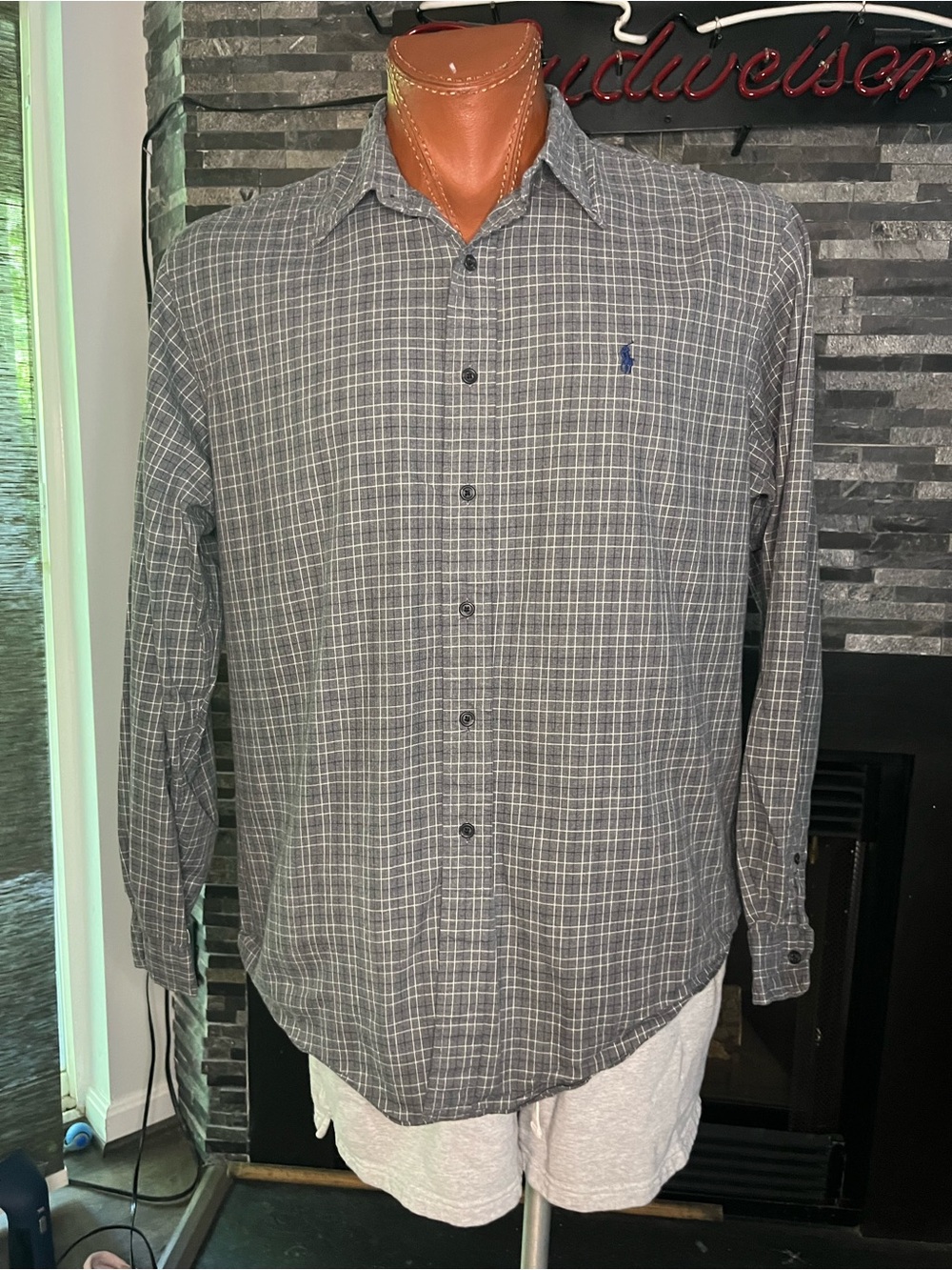 Ralph Lauren Gray Plaid Long-Sleeve Button-Down Shirt